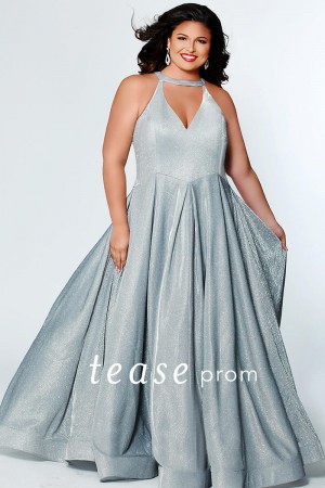Sydneys Closet TE1924 Tease Metallic Prom Dress