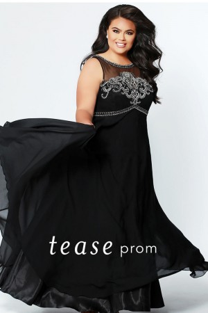 Sydneys Closet TE1931 Tease Sheer Beaded Prom Dress