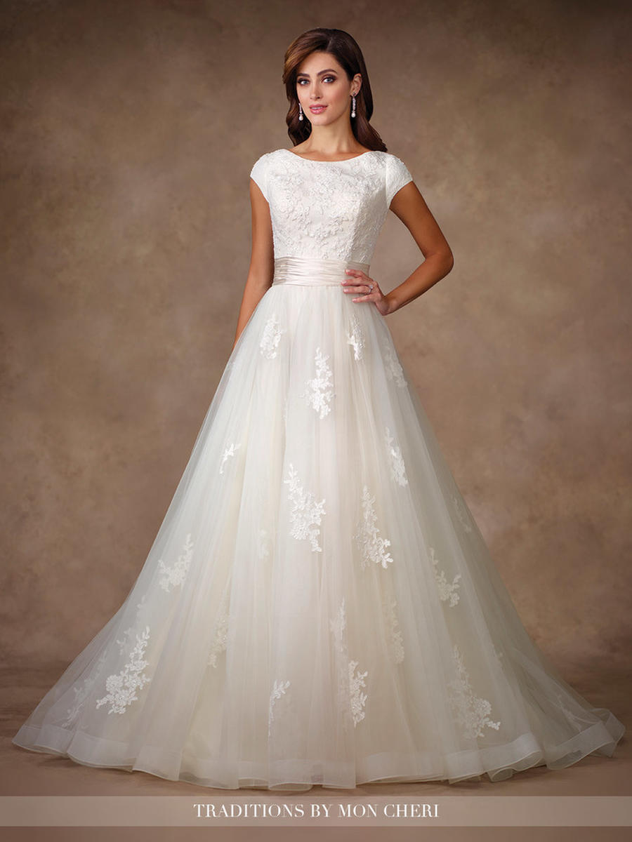 French Novelty: Modest Bridal by Mon Cheri TR11702 Organza Wedding Dress