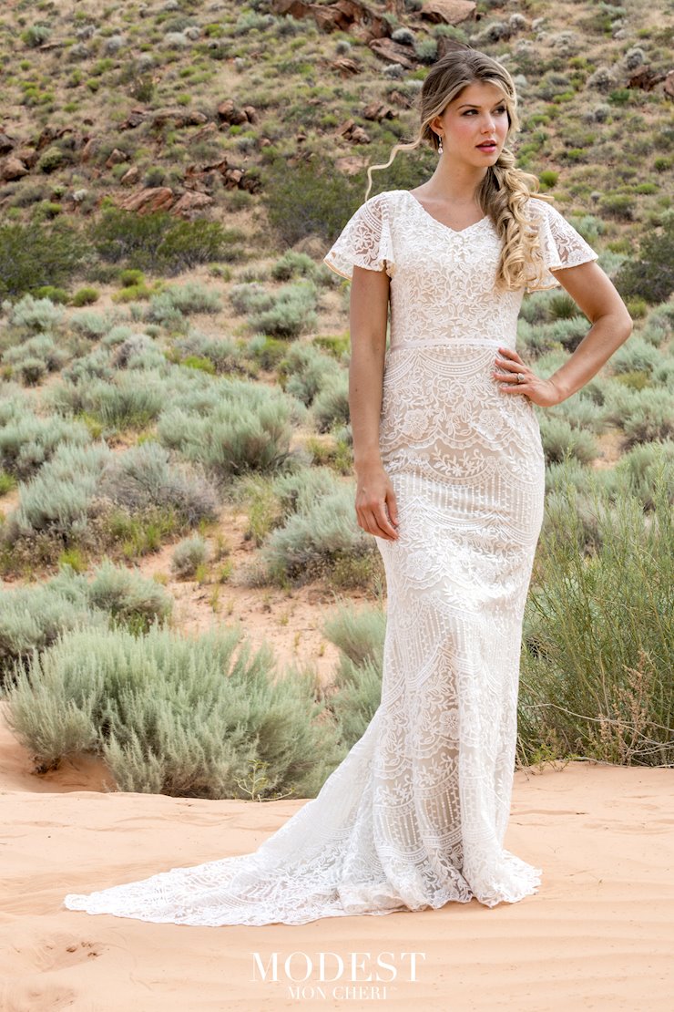 short flutter sleeve wedding dress