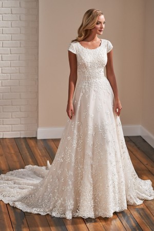 Mon Cheri TR22173 Feminine Sequin Lace Wedding Dress