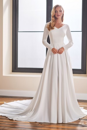Mon Cheri TR22175 Simple Romantic Long Sleeve Gown