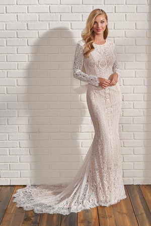 Mon Cheri TR22181 Long Sleeve Allover Lace Bridal Gown