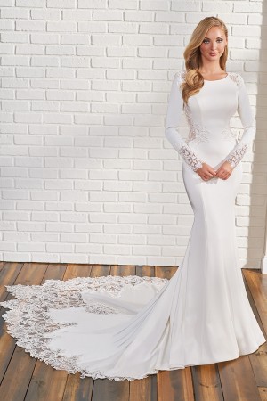 Mon Cheri TR22182 Lace Accent Modest Wedding Dress