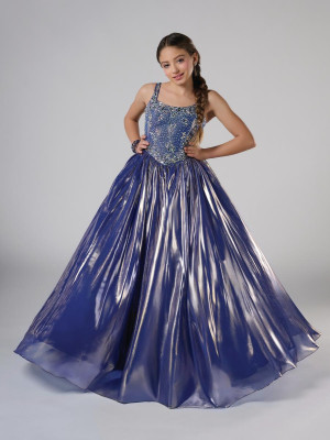 Tiffany Princess 13807 Long Competition Dress Featuring Shiny Metallic