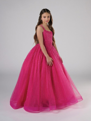 Tiffany Princess 13808 Long Flower Girl Dress With Delicate Pearls