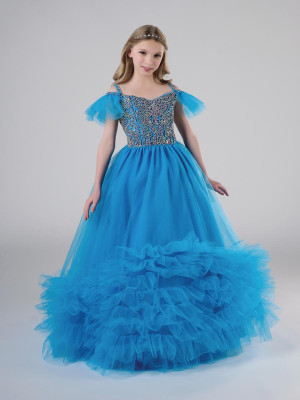 Tiffany Princess 13812 Girls Contest Dress With Heavily Beaded Bodice