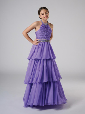 Tiffany Princess 13817 Girls Designer Pageant Dress With Beaded Halter