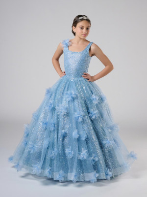 Tiffany Princess 13819 Long Pageant Dress With Scatterred 3D Flowers