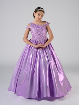 Tiffany Princess 13820 Girls Pageant Gown With 3D Floral Bodice