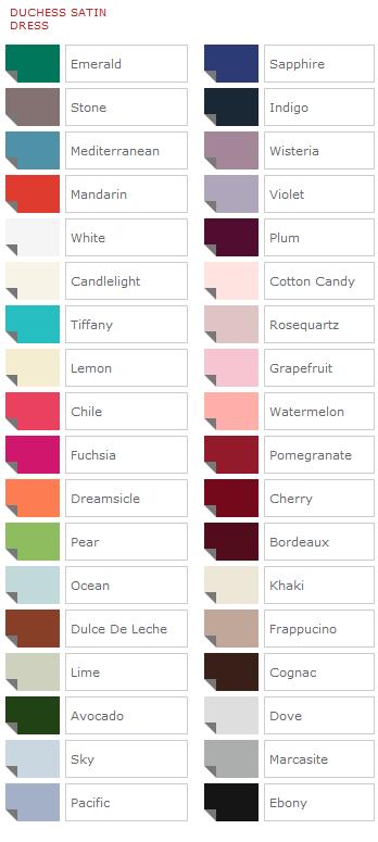 Watters Bridesmaids Duchess Satin Color Chart