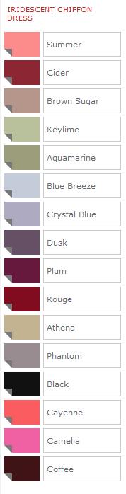 Watters Bridesmaids Iridescent Chiffon Color Chart