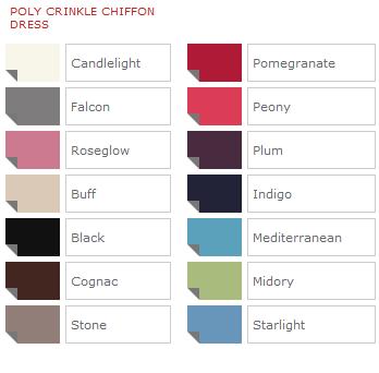 Watters Bridesmaids Poly Crinkle Chiffon Color Chart