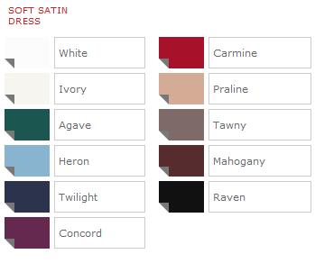Watters Bridesmaids Soft Satin Color Chart