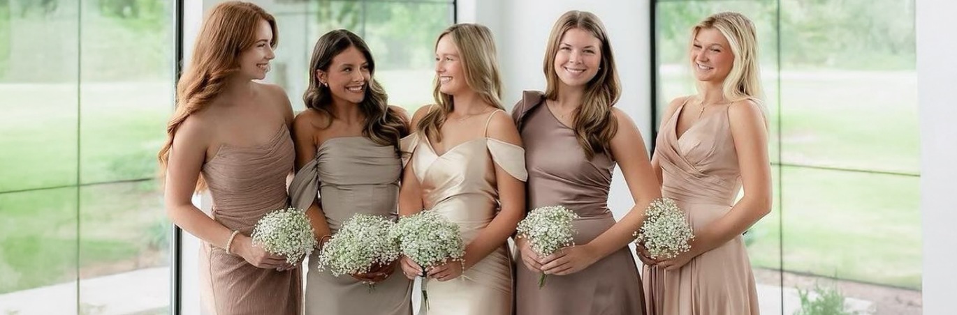 Photo of the models wearing a Bridesmaids gown