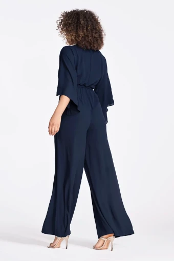 Locket by Watters 863   Draped Plunge V-Neck Jumpsuit with Wide-Leg Silhouette #6 Evergreen thumbnail