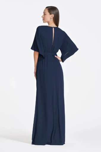 Locket by Watters 957   V-Neck Maxi Gown with Bell Sleeves & Slit #3 Navy thumbnail