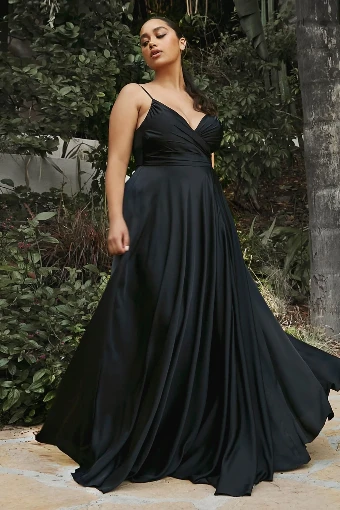 Ladivine by Cinderella Divine 7485C   Elegant Plus Size V-Neck Gown - Formal & Special Occasion #6 thumbnail